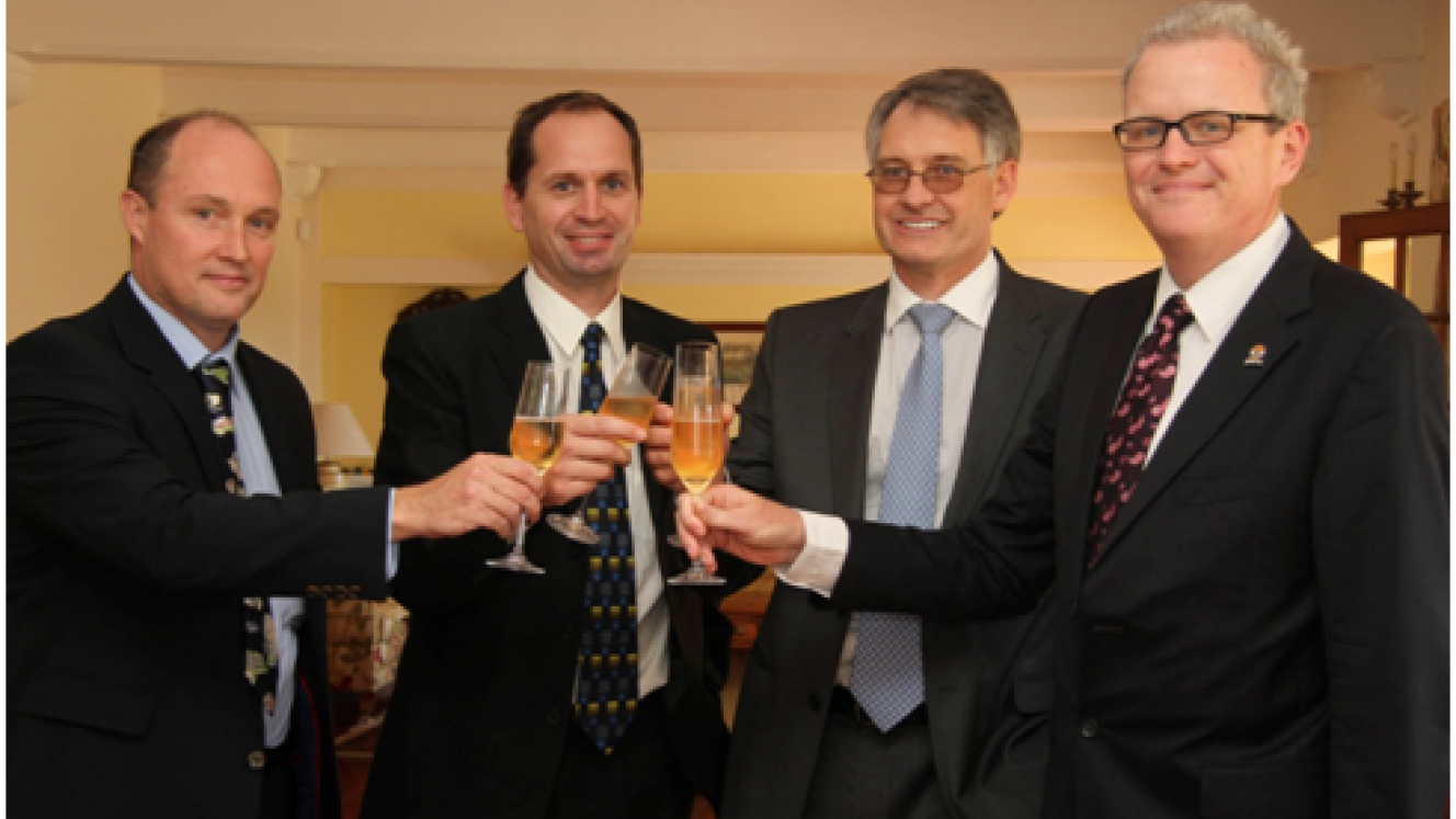 Adam Kossowski (Commercial Advisor to St Helena Island), Murray Gardiner(Mantis Collection), Erik Venter (Comair) and Chris Trott (British Consul General)