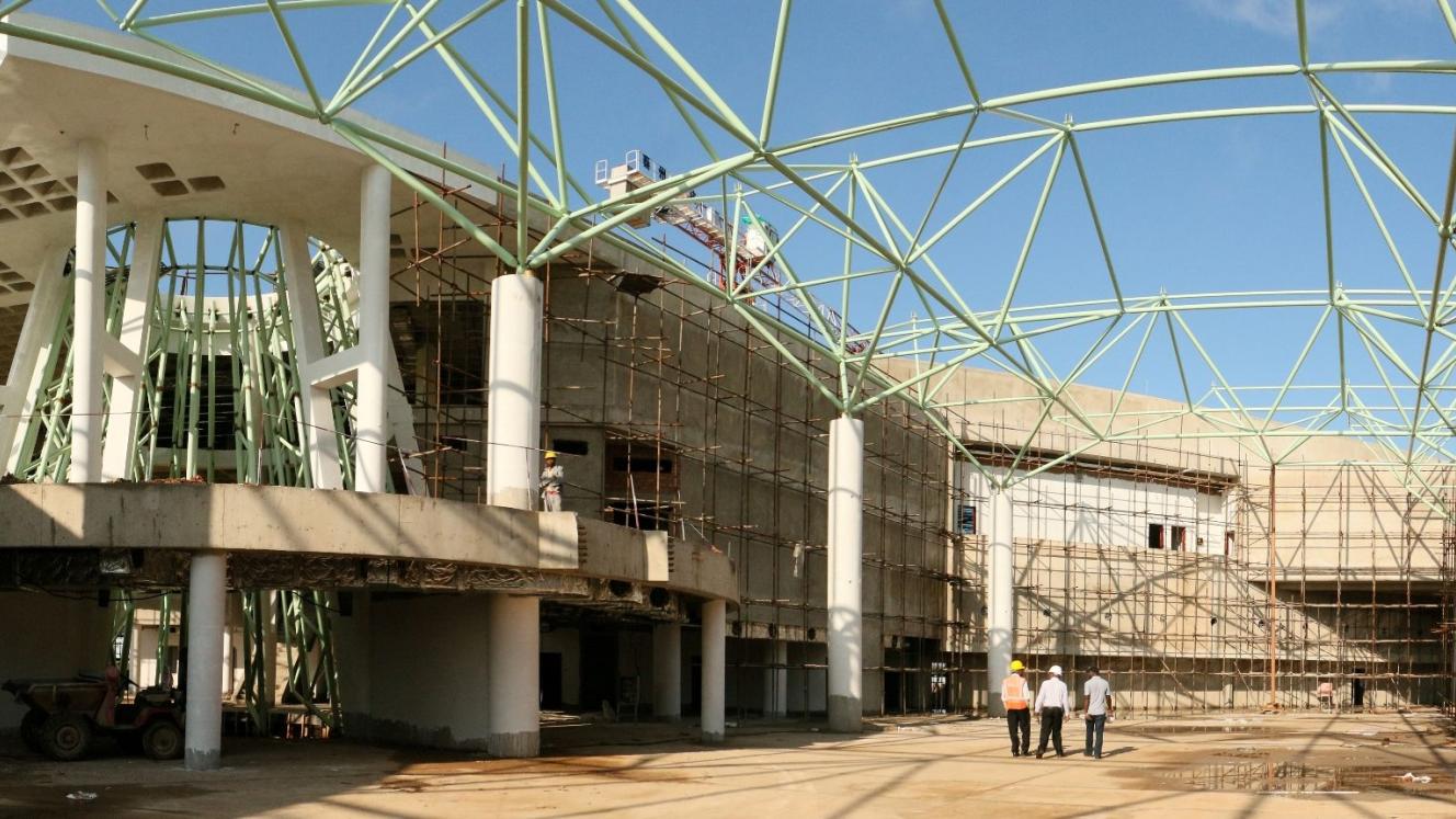 The inside of the Victoria Falls International Airport Terminal three. 