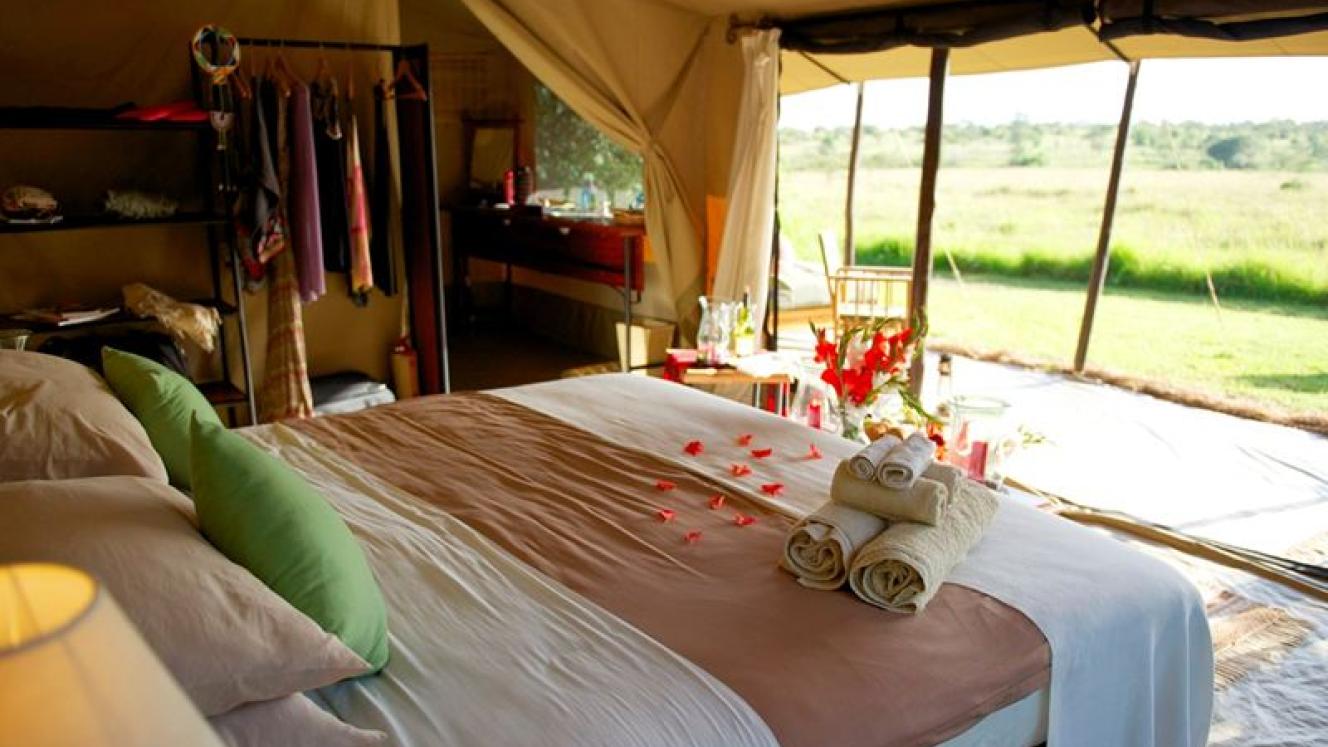 The view from one of the private tents at the Encounter Mara Camp. 