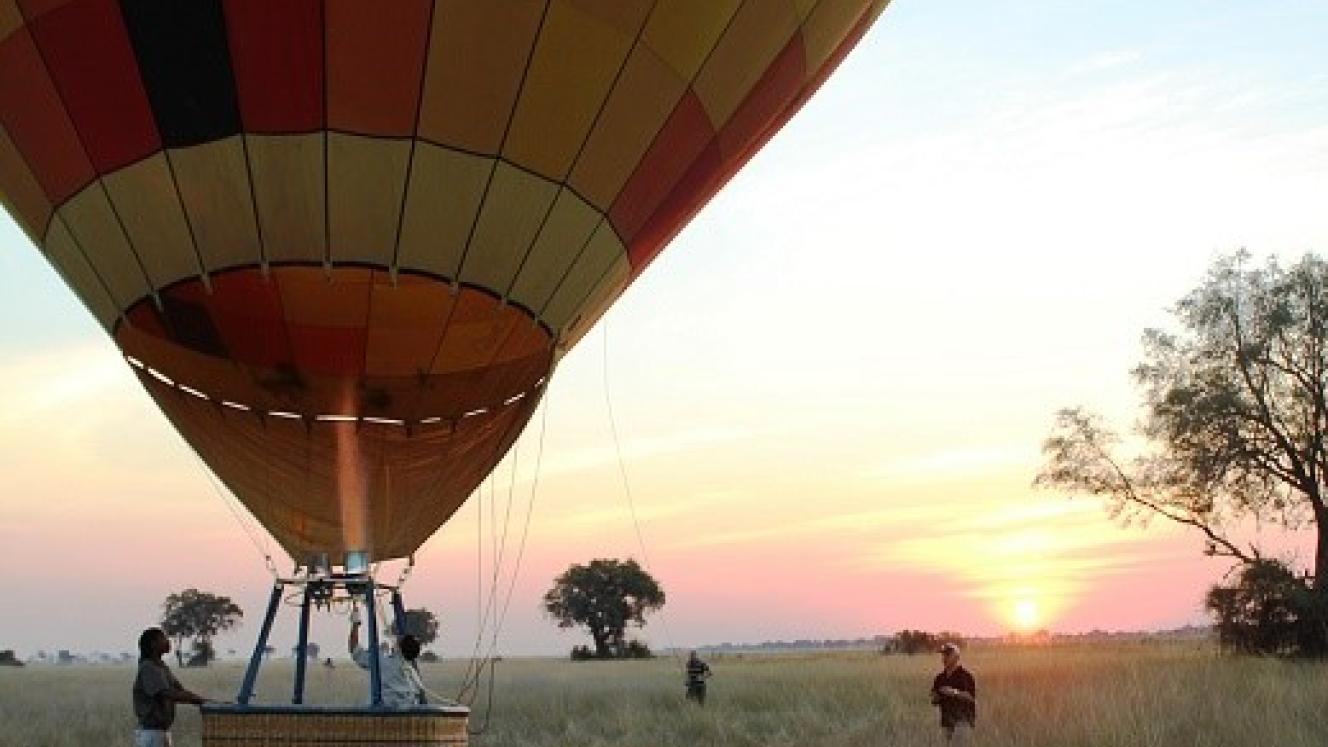 Hot-air balloon safaris over the private Vumbura concession in the Okavango Delta.   