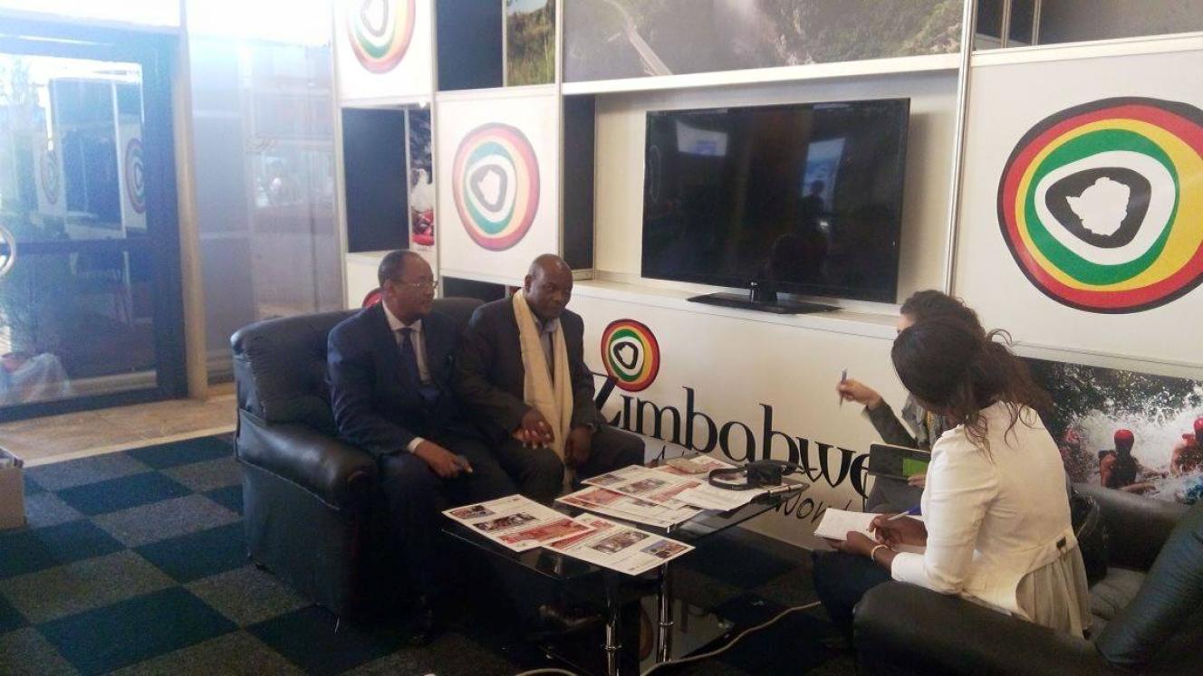 Zimbabwe Tourism Authority officials conducting a meeting at last year’s Sanganai trade show.