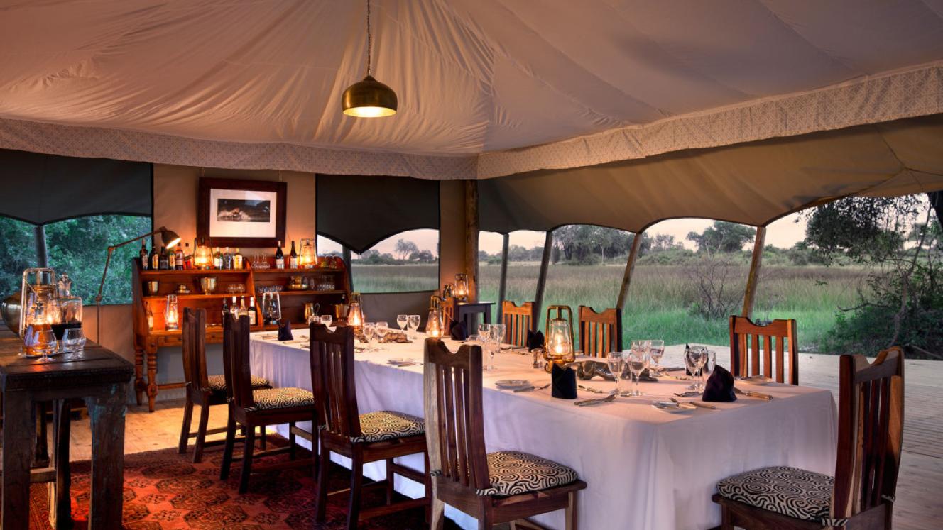 The new Duba Expedition Camp in the Okavango Delta offers six expedition-style tents with views of the surrounding floodplain