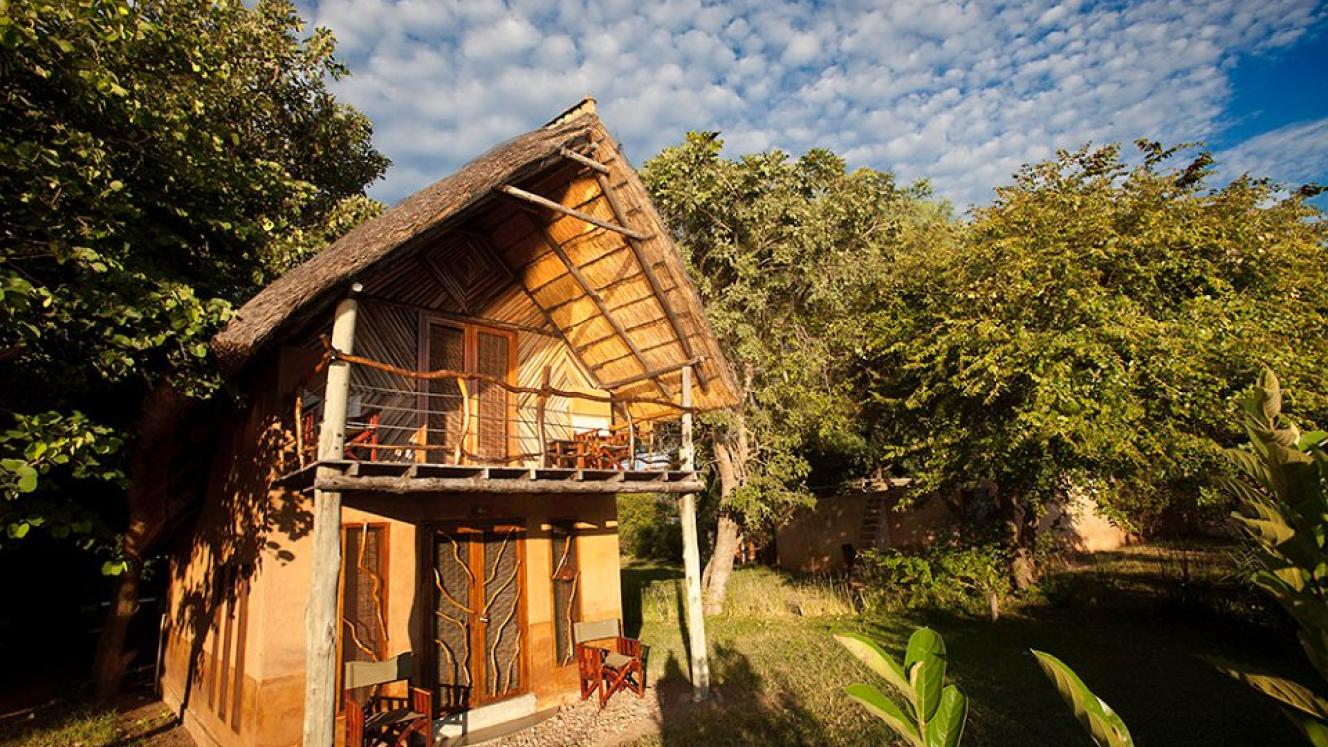 One of the double-storey chalets at Track and Trail River Camp in South Luangwa National Park, Zambia.