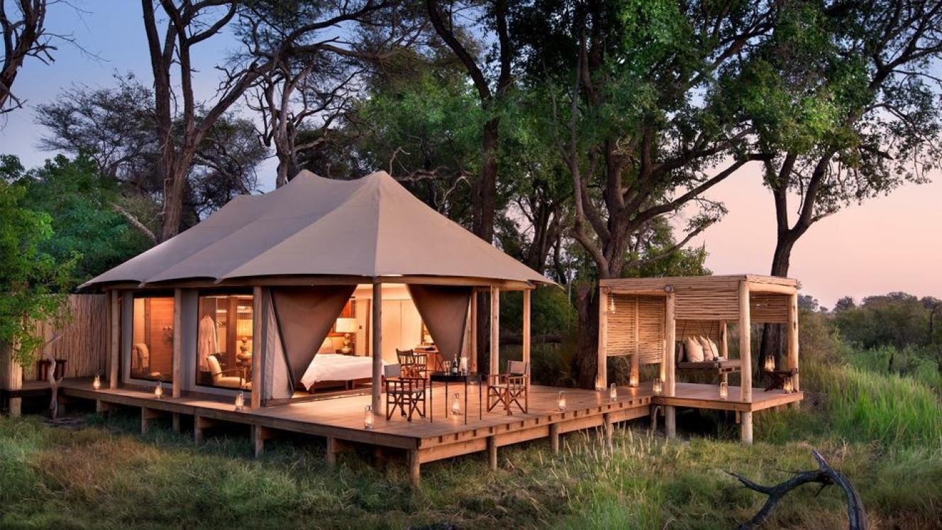 The nine safari tents have been rebuilt.