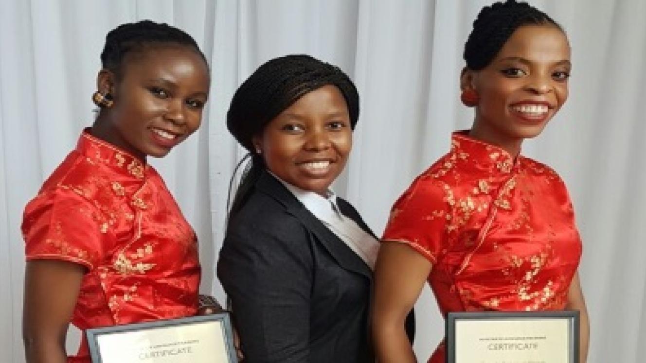 Nondumiso Mngadi aha Hotels Lodges Group HR Manager with the two graduates; Phelisa Matyolo  and Ziyanda Mtshali.