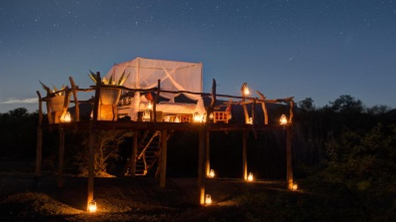 The Milky Way star bed overlooks the wildlife and river in Samara Private Game Reserve.