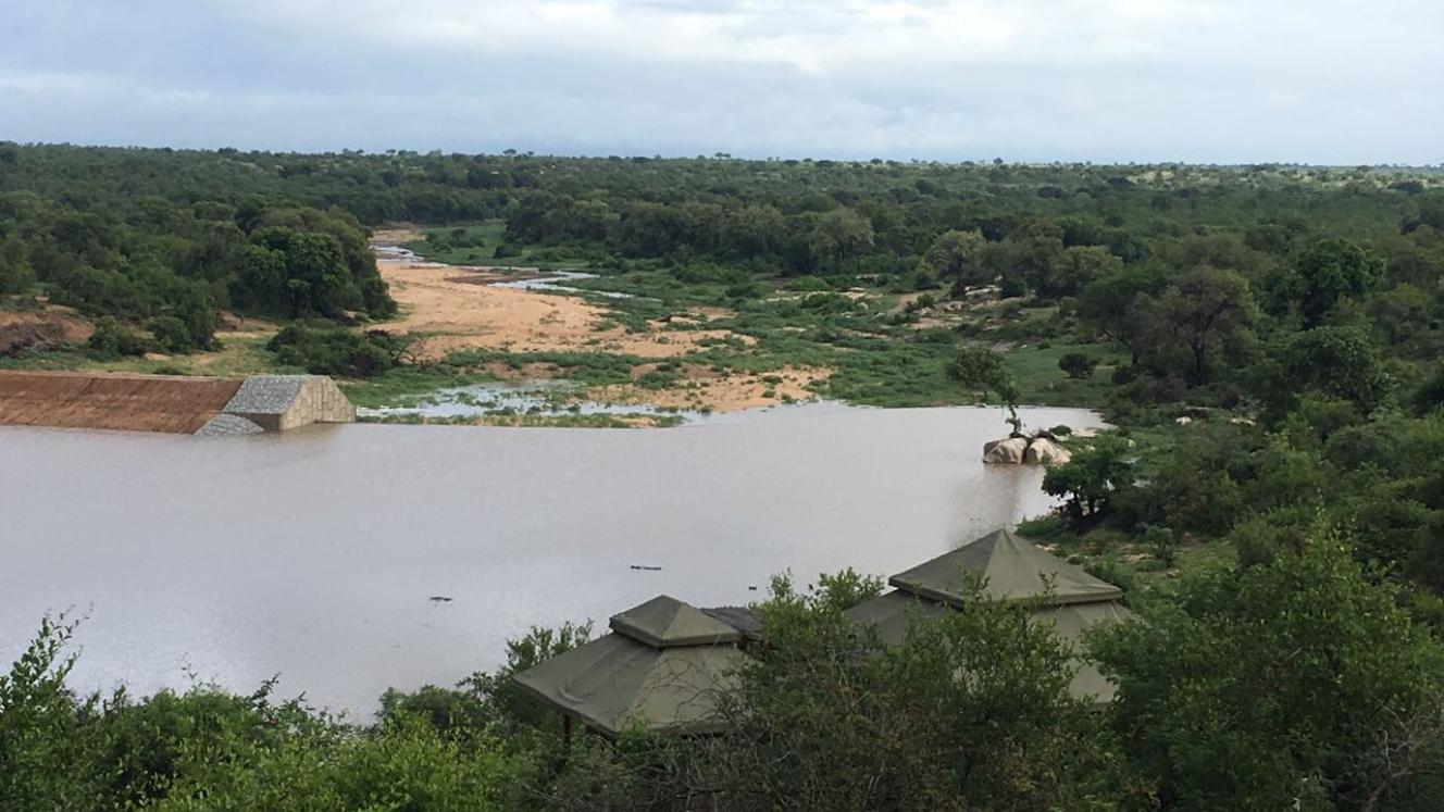 The dam wall of Mbali dam in front of Hilltop Lodge was repaired in October last year.