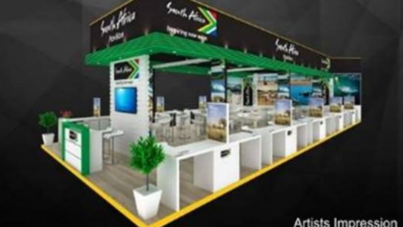 An artist’s impression of destination South Africa’s stand at the Arabian Travel Market.