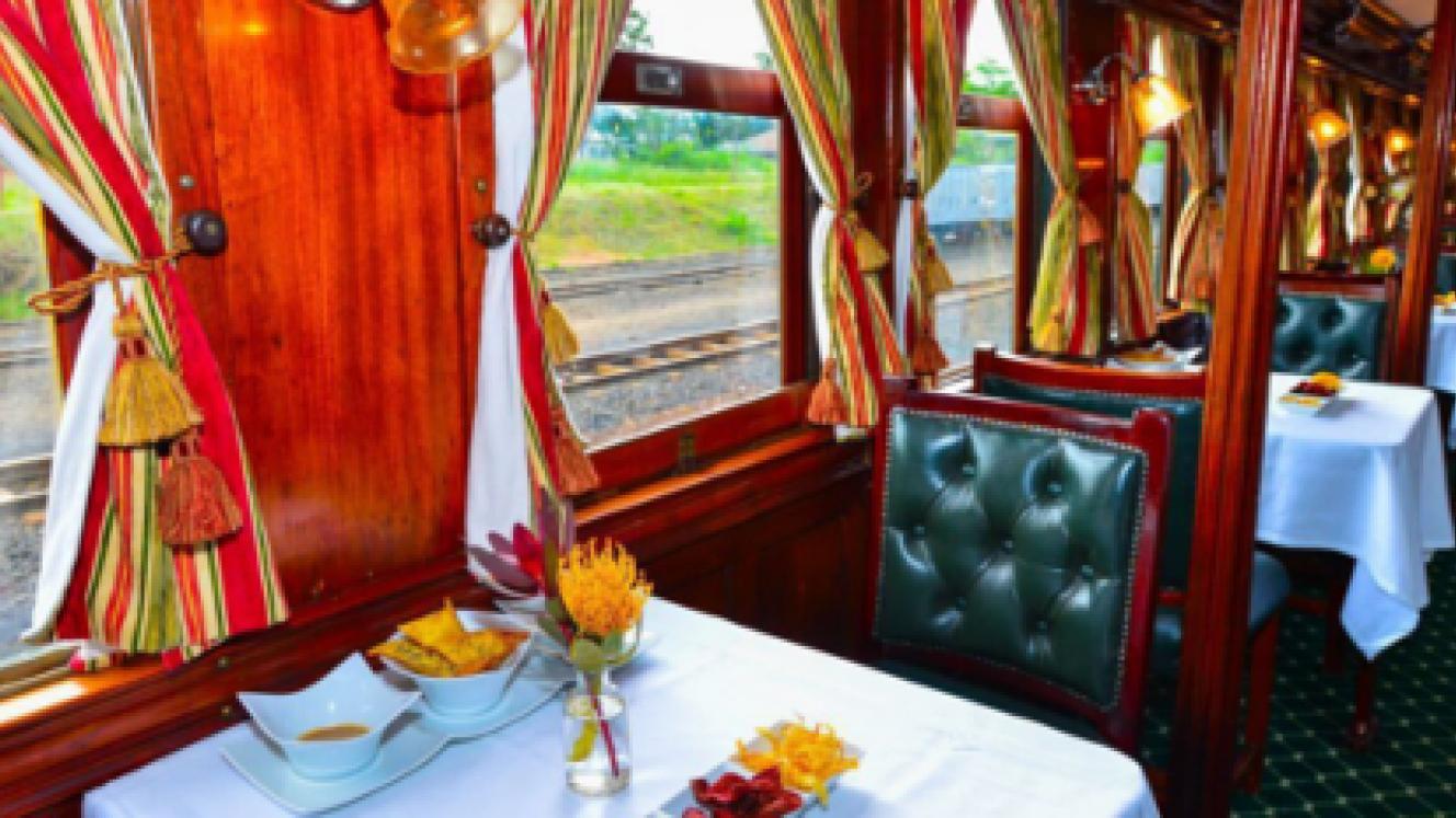 Guests now have the option of enjoying dinner on board a steam train in Victoria Falls. 