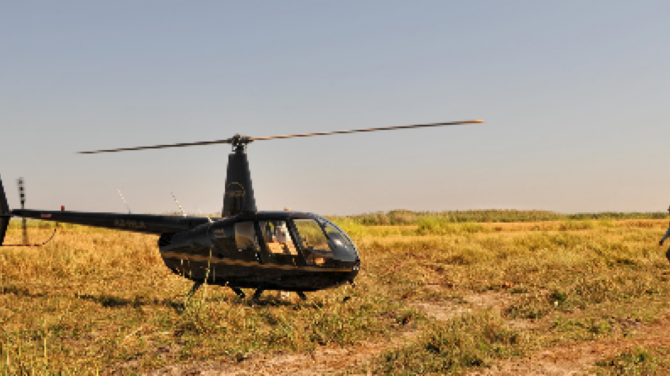 A 30-minute scenic helicopter ride over the Linyati is complimentary for guests staying at Linyanti Bush Camp and Linyanti Ebony between April and November.