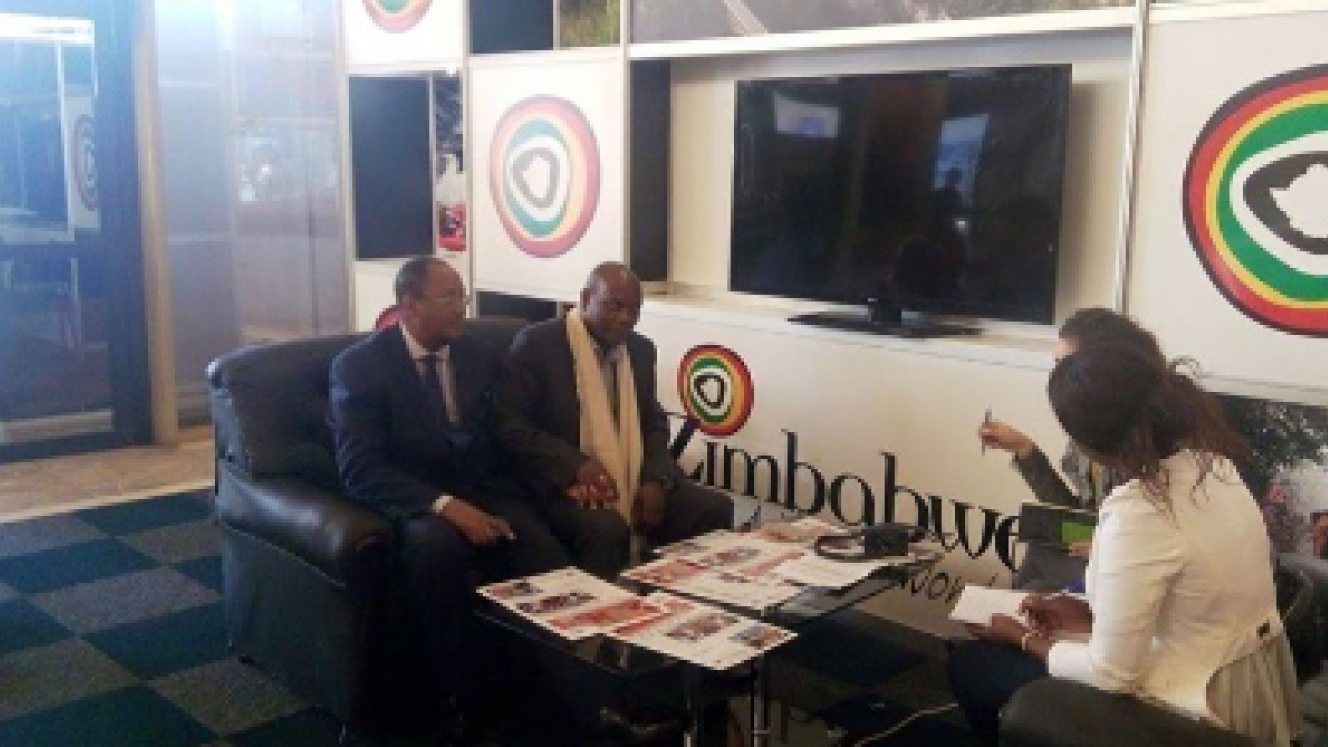 Zimbabwe Tourism Authority officials conducting a meeting at a past Sanganai trade show.