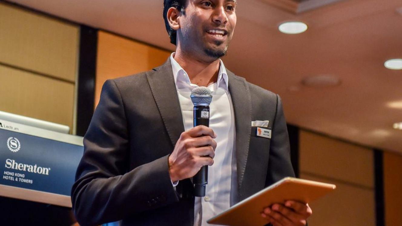 Justin Perumal, founder of PaperJet Travel, Africa Showcase South East Asia Tourism Roadshow in Hong Kong.