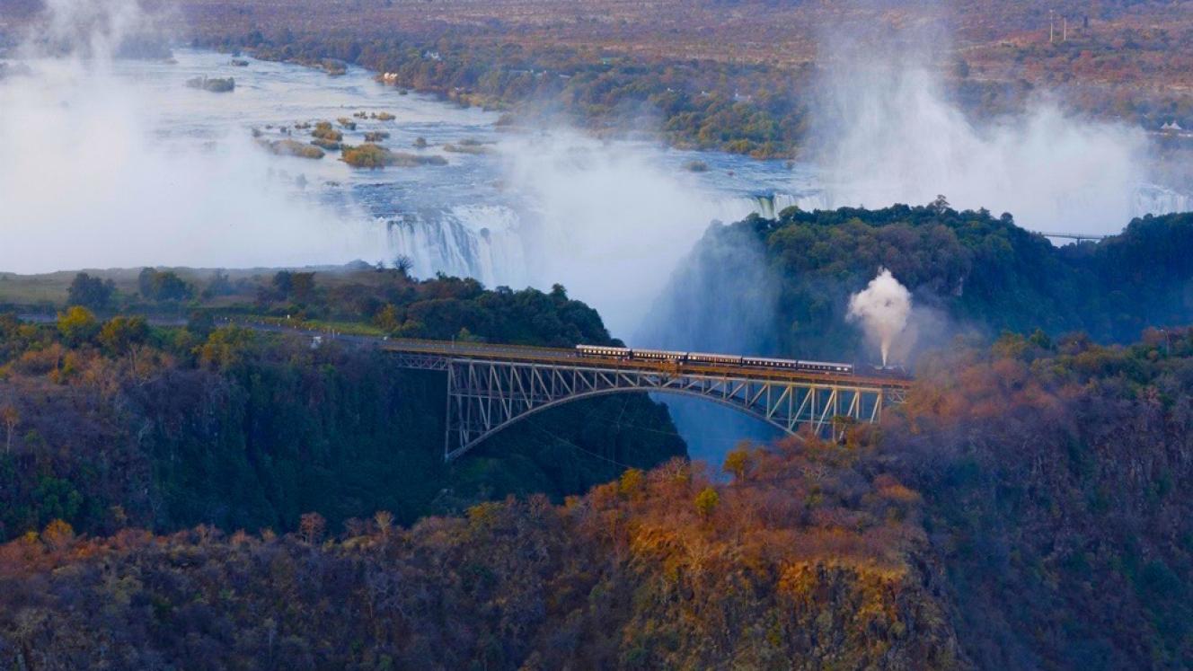 Guests can enjoy breath-taking views of the Victoria Falls while sipping tea. 
