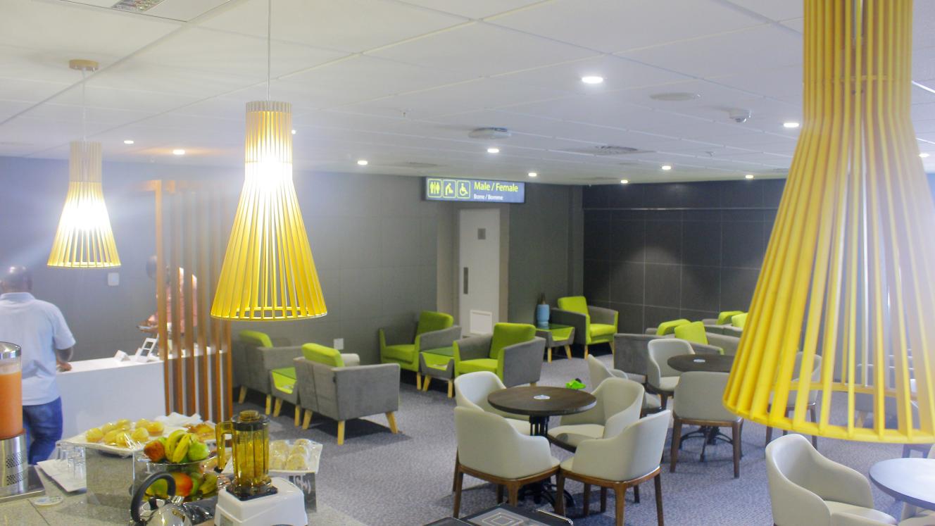 Interior of one of the lounges at Kasane International Airport.