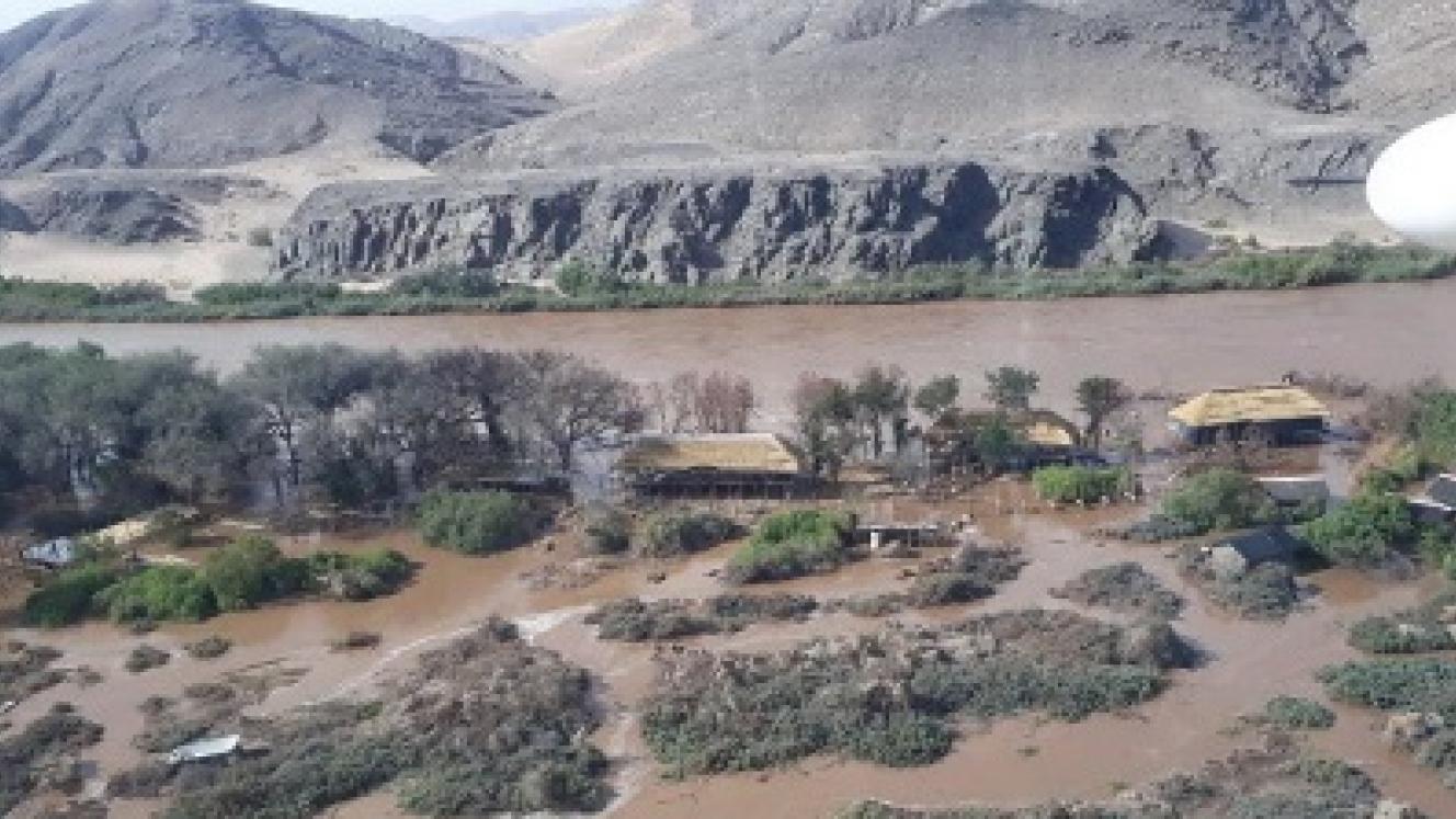 Construction of Wilderness Safaris’ new camp was well under way before the floods began.