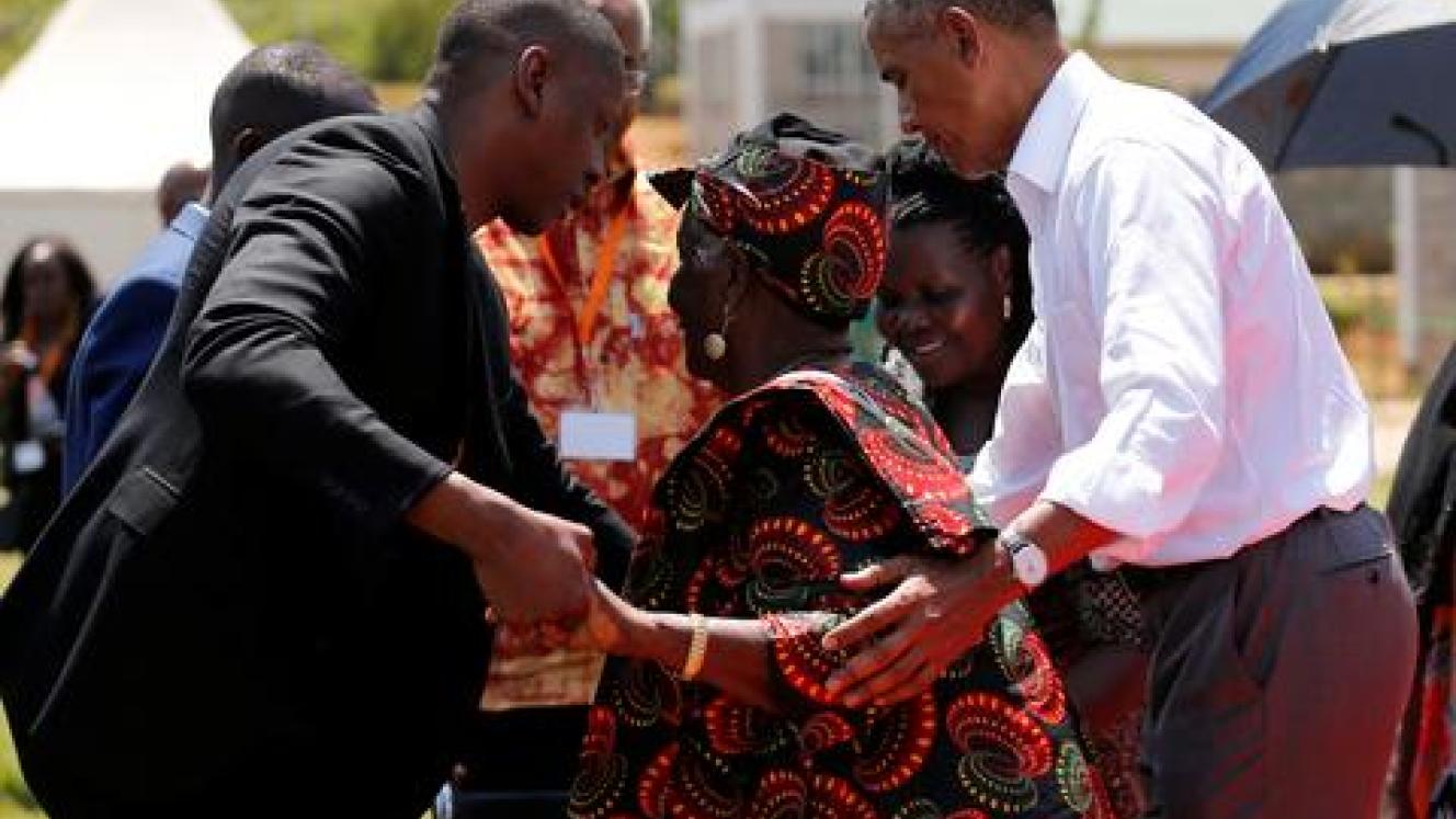 Former US President, Barack Obama, dances with his grandmother in Kenya. Credit: IOL