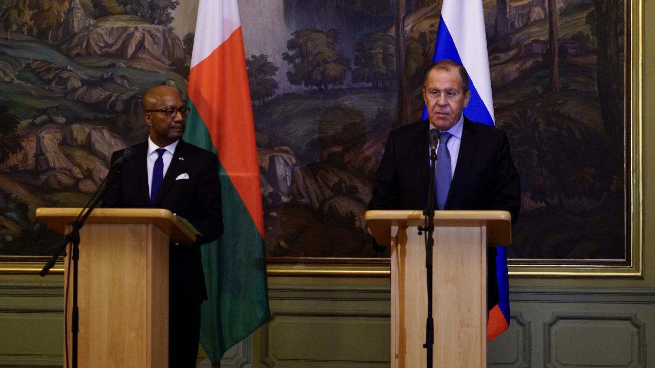 Foreign Minister of Madagascar Eloi Alphonse Maxime Dovo, and Russian Foreign Minister, Sergey Lavrov.