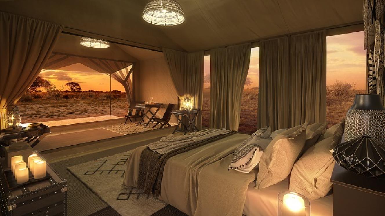 Newmark will be opening the Serengeti Explorer Camp on December 22, following a refurbishment. Image: Artist impression. Credits: Newmark.