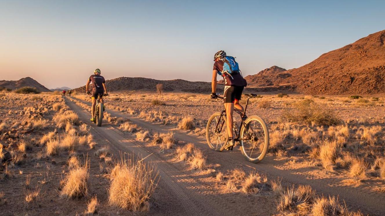 Visitors to Sossus Under Canvas can see some of Namibia’s best sights by bike. 