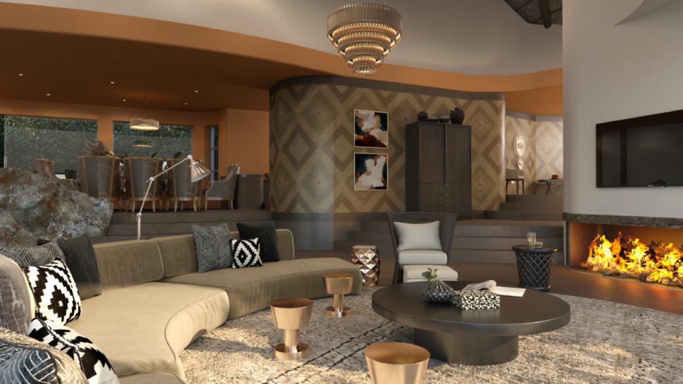 The new-look living room of Singita’s Malilangwe House.