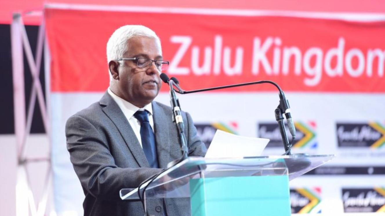 MEC for Public Works Ravi Pillay, delivering a speech on behalf of MEC for Economic Development, Tourism and Environmental Affairs.