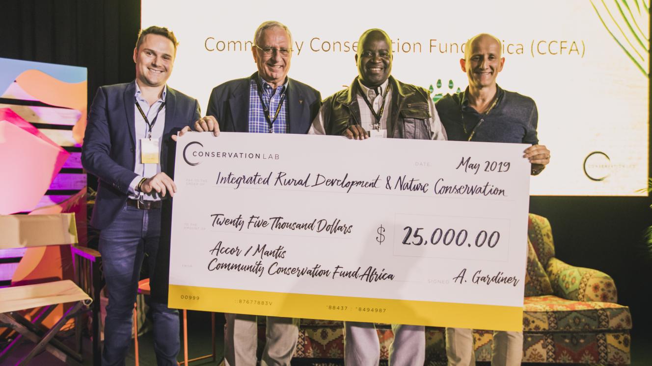 From left: Craig Erasmus (CCFA Board Member and Accor Vice President Operations and D&TS, Sub Saharan Africa), Adrian Gardiner (Chairman of CCFA and Mantis Collection), John Kasaona (Executive Director and Trustee of IRDNC) and Serge Dive (CEO, This is Beyond).