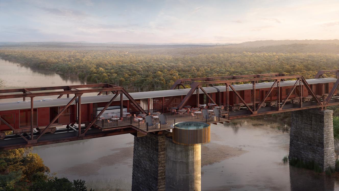 The ‘Train on a Bridge’ over the Sabi River.