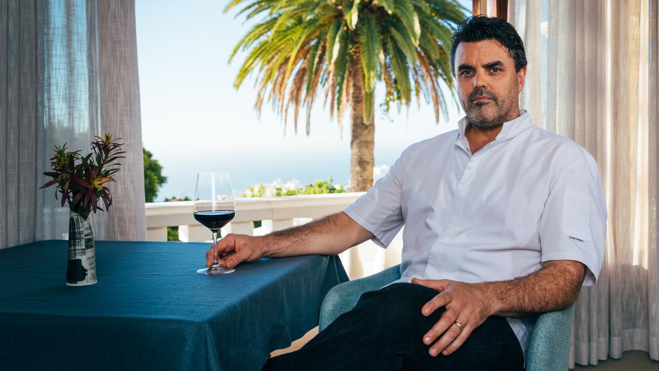 Peter Templehoff enjoying a glass of wine.