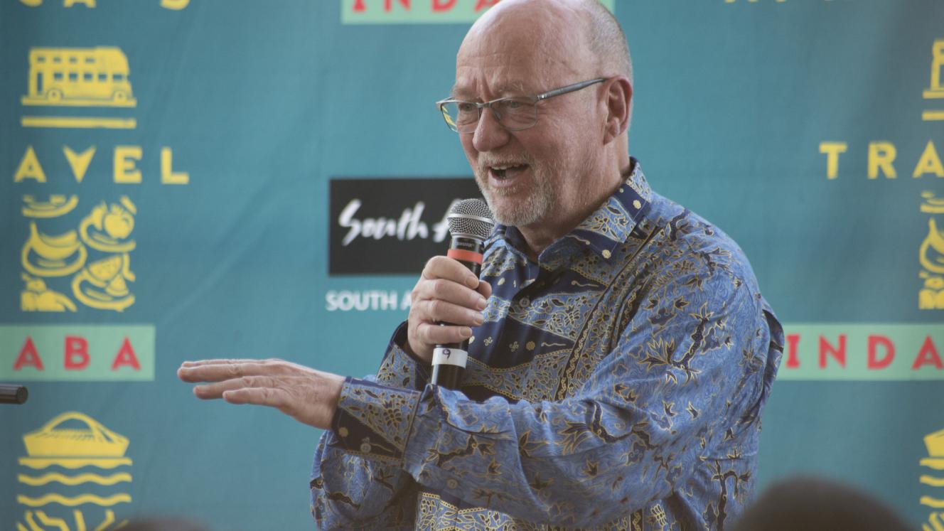 Tourism Minister Derek Hanekom talking at Africa’s Travel Indaba.