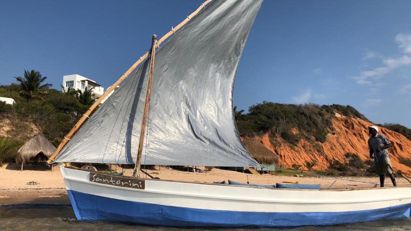 Santorini’s new dhow is ready to sail.