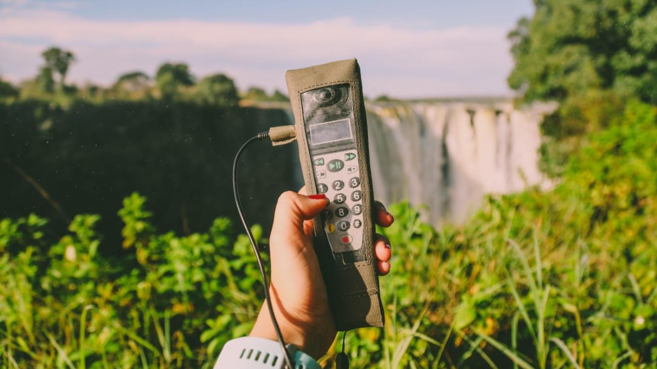 Audio guide device to guide visitors through Victoria Falls.