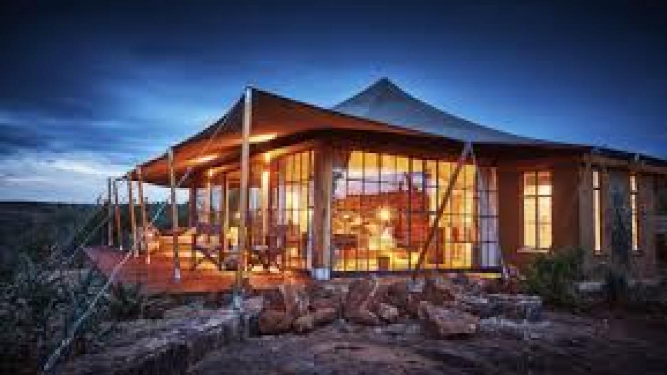 The camp has eight luxury tented rooms with views of Mount Kenya. 