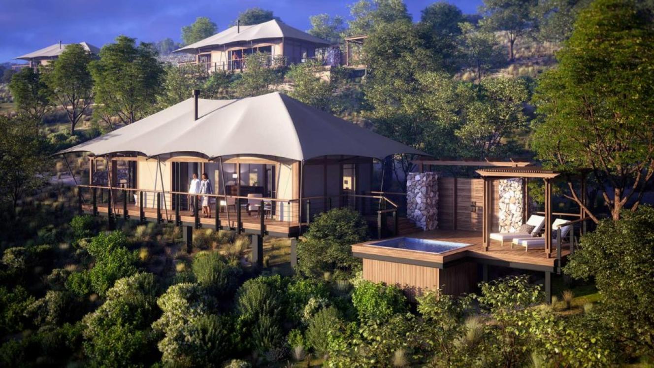 One of the nine elevated tents that overlook the Bushman’s River. 