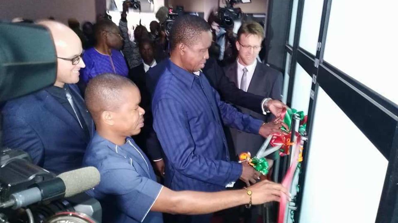 President Edgar Lungu officially opening the new hotel.