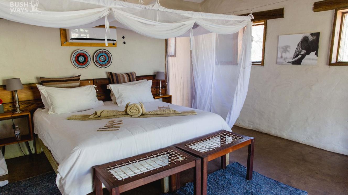 A bedroom at the Chobe Elephant Camp, Botswana.