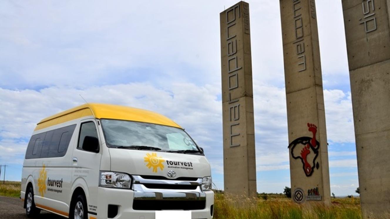 A Tourvest vehicle pictured on tour in Maropeng.