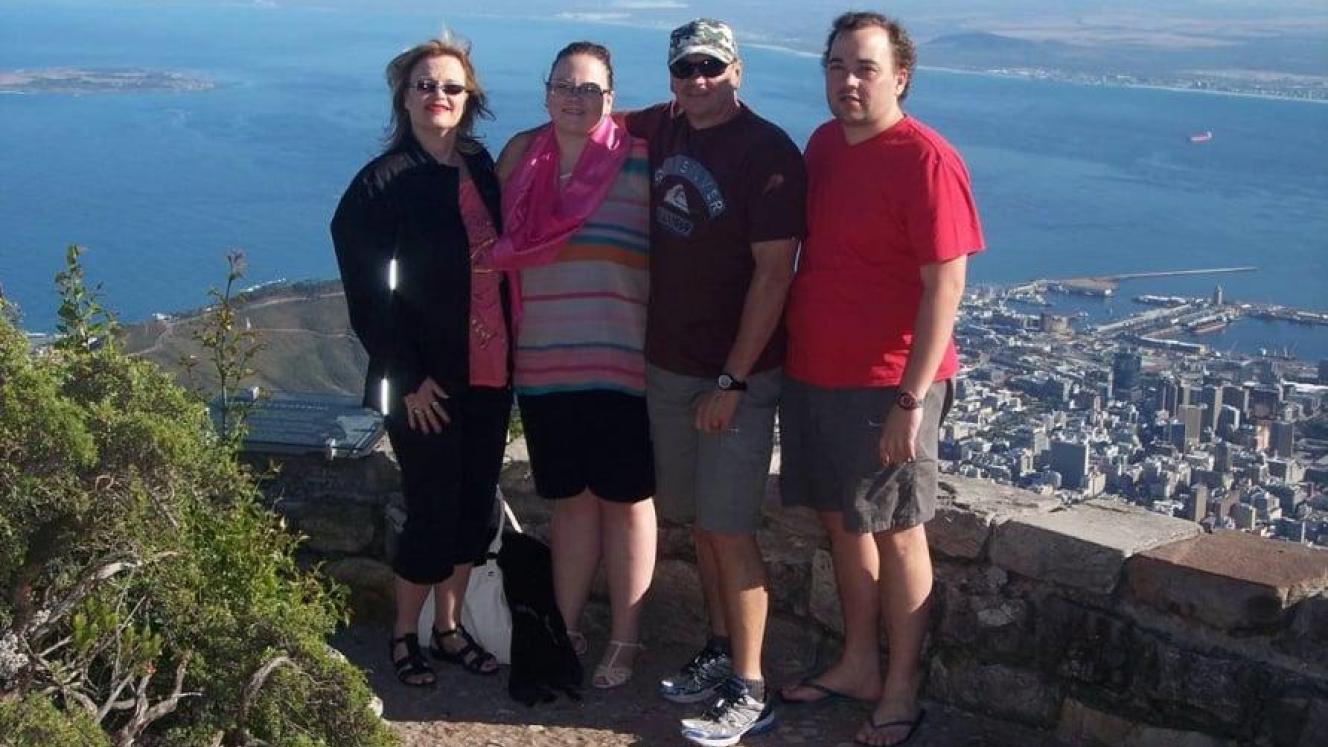 Tourists pictured on Table Mountain as part of a Melberry African Tours excursion.