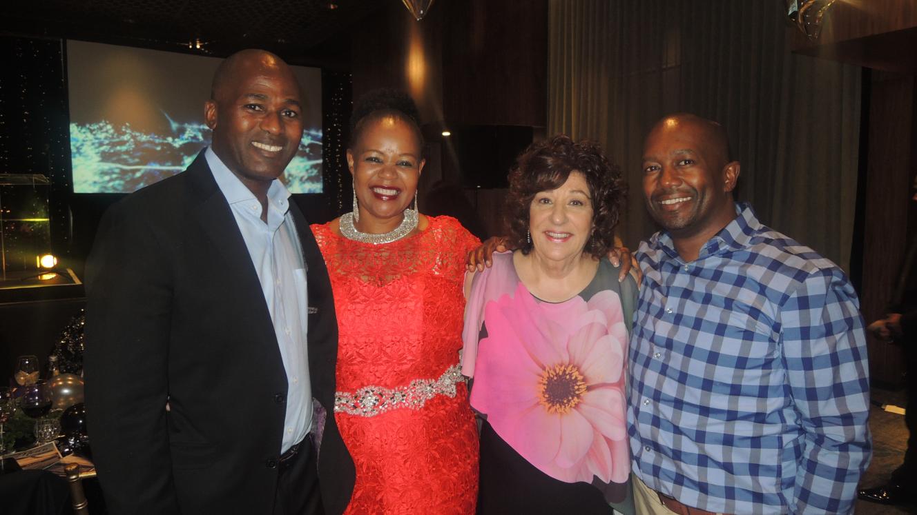 June Crawford (second right) is pictured with Blacky Komani from TBCSA (far left), Acting SAA CEO, Zuks Ramasia (second left) and CEO of South African Tourism, Sisa Ntshona.