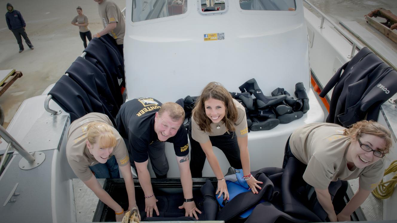 Volunteers doing 'bait prep.' 