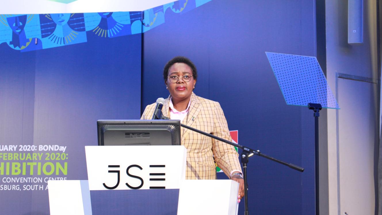 Minister of Tourism, Mmamoloko Kubayi-Ngubane, addressing media at the Meetings Africa launch.