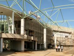 The inside of the Victoria Falls International Airport Terminal three. 