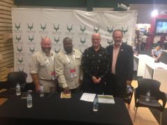 From left: SANParks Managing Executive, Tourism Development and Marketing, Glenn Phillips; CEO of SANParks, Fundisile Mketeni; Minister of Tourism, Derek Hanekom; and SATSA CEO, David Frost.