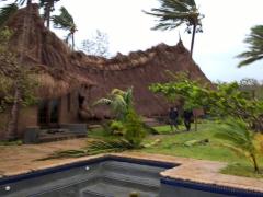 The roof of Morrungulo Beach Lodge’s restaurant collapsed after the storm. 