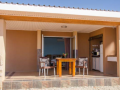 The chalets of Kgalagadi Lodge are being redecorated to include more wooden features.