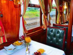 Guests now have the option of enjoying dinner on board a steam train in Victoria Falls. 