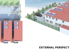 Artist’s impression of the site plan and external perspective of the Marigold Guest House.