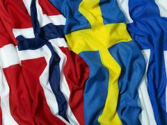 Flags of the Nordic countries on the roadshow; Denmark, Norway, Sweden and Finland