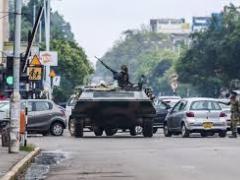Zimbabwean military are checking passengers at Harare airport.