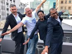 Giving wings to Cape Town. From left: Wesgro CEO, Tim Harris; Western Cape Economic Opportunities MEC, Alan Winde; Acsa COO, Fundi Sithebe; and Cape Town Tourism CEO, Enver Duminy.