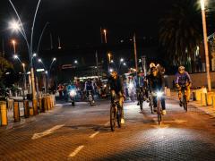 Cyclists on a night ride in Johannesburg central.